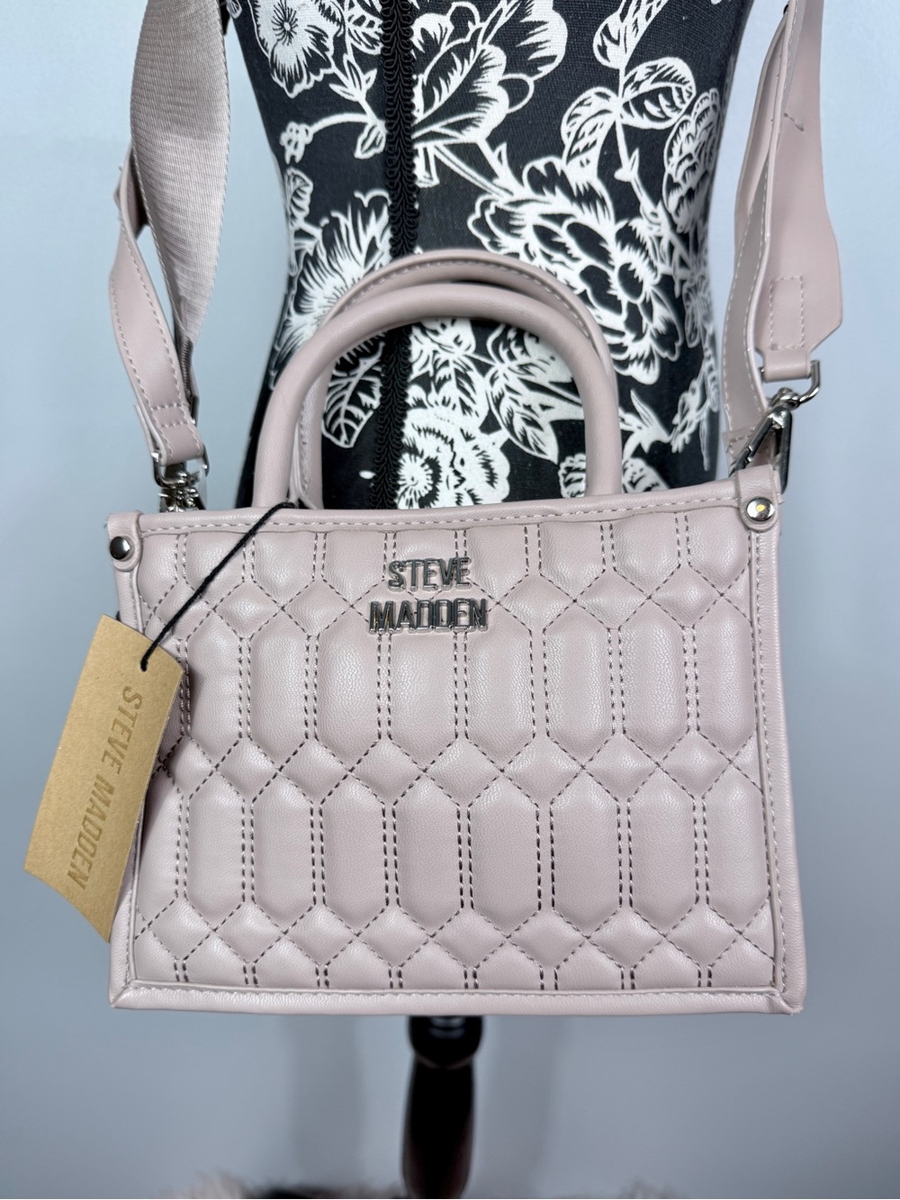 NWT Steve Madden mushroom quilted guitar strap crossbody purse size small